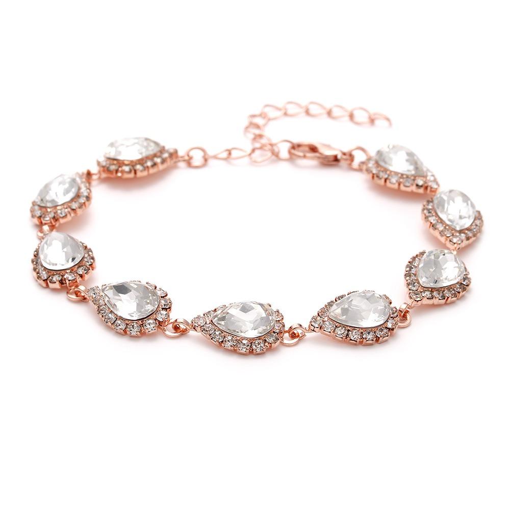Bright Diamond Zircon Water Drop Necklace Earrings Wedding Jewelry, Shooting Jewelry Set
