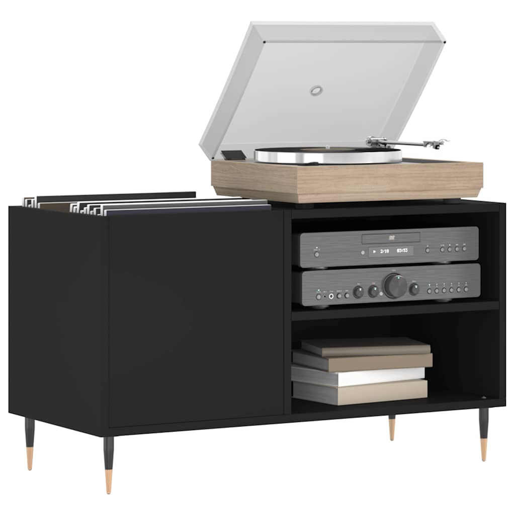 Record Cabinet Black 85x38x48 cm Particleboard