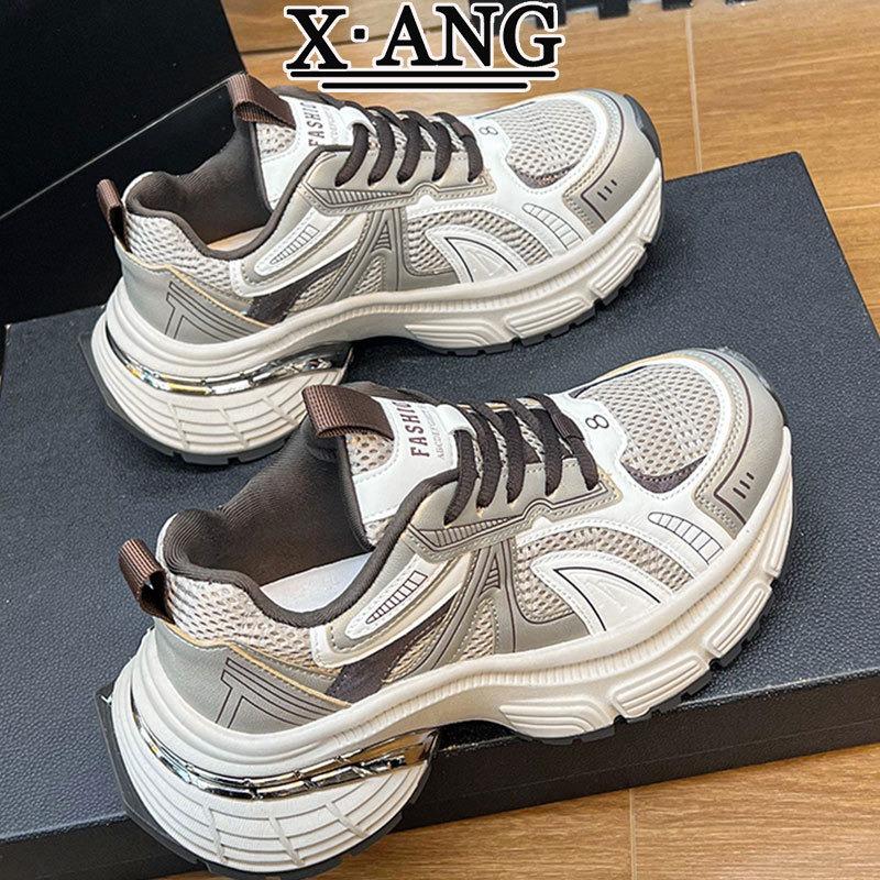 Dad Shoes, Children's Versatile Thick-soled Heightening Leather Women's Shoes, Early Spring New Casual Sports Shoes