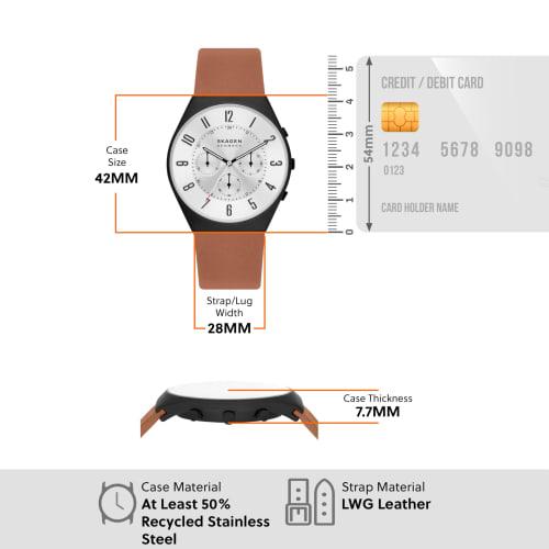 Skagen Grenen Chronograph Watch SKW6823 Men's Brown