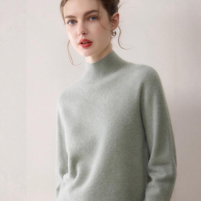 Women's 100% Pure Cashmere Sweater - Solid Color, Versatile & Warm Knit Base Layer.