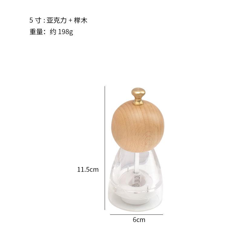 Acrylic Pepper Sea Salt Grinder Manual Mill for Kitchen Camping BBQ Outdoor Spice Bottle Durable Design