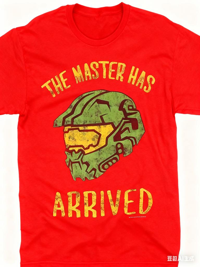 Halo Der Meister ist angekommen Erwachsenes Schwarzes T-Shirt Erwachsenengröße L Lässig Mode Rundhals Kurzarm T-Shirt Unisex Tee