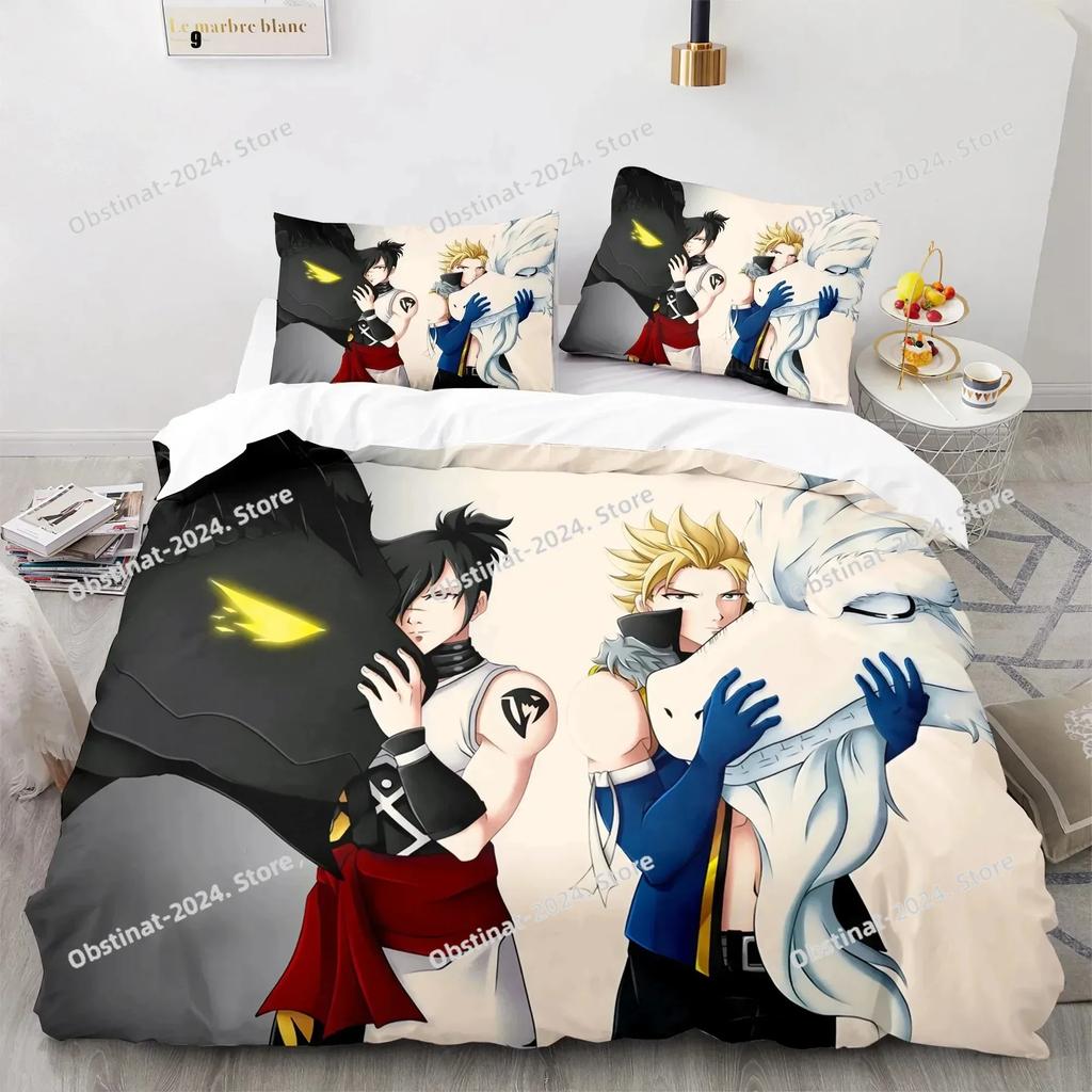 New Fairy Tail Beding Set Japanese Anime Young Boys Young Girls Gift Bedrom Decor Single Twin Ful Quen Sized Dimensions Home Textiles Bedrom