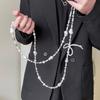 Silver Pearl Bow Diamond Ball Phone Lanyard With Pvc Strap For Women And Men