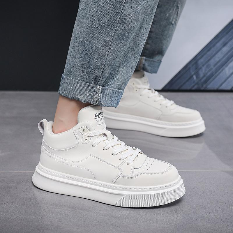 Klasyczne czarno-białe buty męskie high-top 2024 jesień i zima nowe buty sportowe i rekreacyjne gruba podeszwa podwyższające wygodne wszechstronne modne