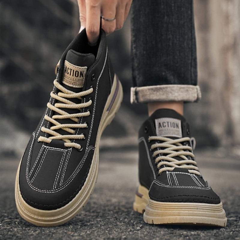 Men Shoes American Vintage Men's Tooling Boots Luxury Warm Wear-resistant Platform Casual Sneakers Non-slip Walking Ankle Boots