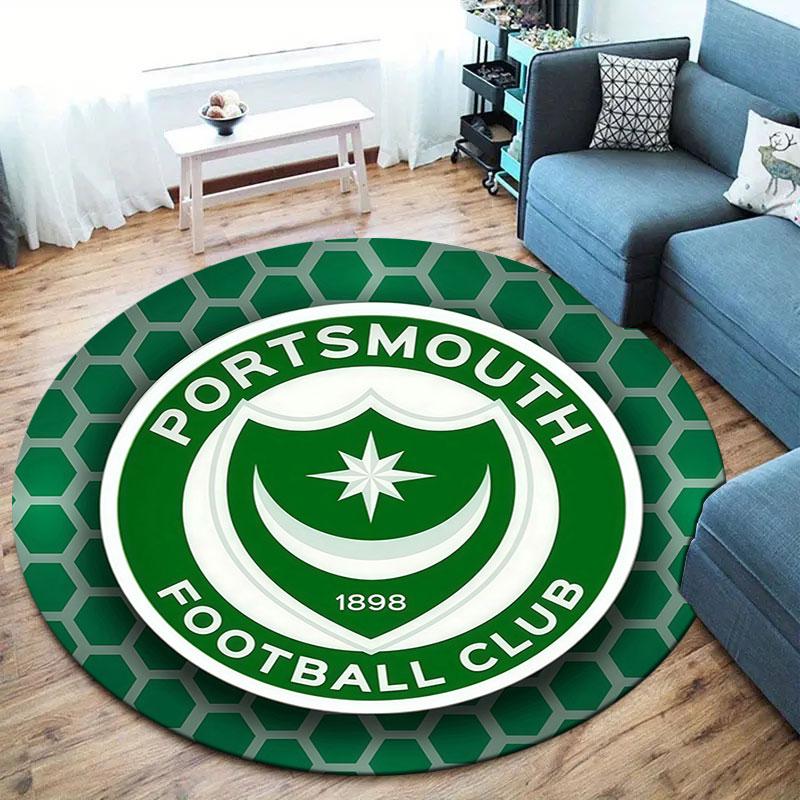 Portsmouth Football Club Round Area Rug,Carpet Rug for Living Room Bedroom Sofa Playroom Decor,Non-slip Floor Mat
