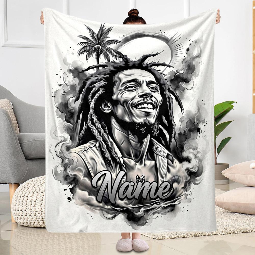 Reggae Rasta Vibes Personalized Text Blanket Cozy Personalized Blanket Durable Comfort Perfect For Couch Living Room Office Bed For All Occasions