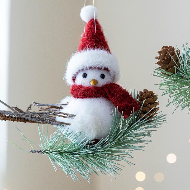 1Pcs Christmas Tree Accessories Cute Animal White Bird Christmas Pendant Home Decoration Office Home Garden Decor Friend Gift