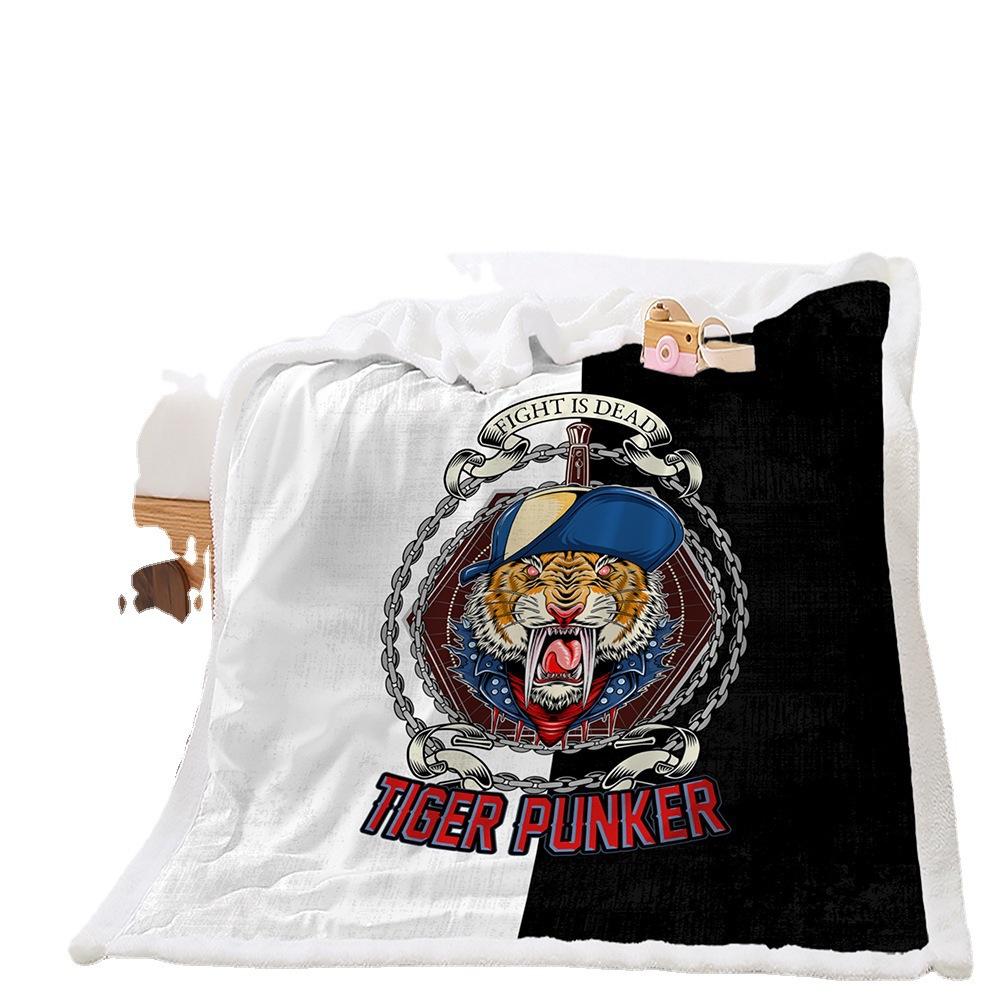 2D Digital Print Cover Blanket Animal Tiger Wolf Leopard Thickened Lamb Wool Crystal Plush Blanket
