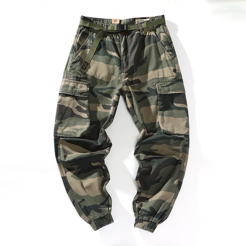 American trendy brand multi-pocket loose tied Harlan pants spring and autumn new casual overalls long pants men's pants