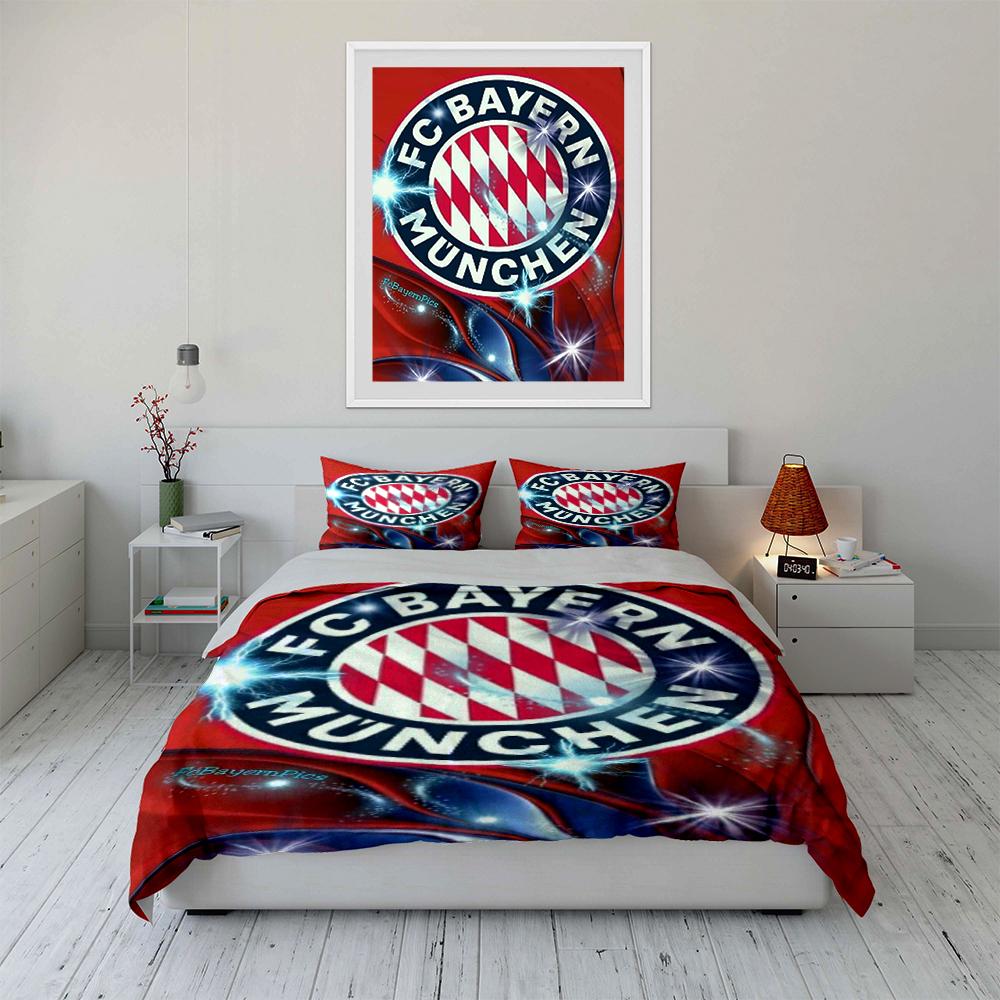 Bayern Mnichov Logo Povlečení Sada Povlečení Povlak na přikrývku Sada Povlaků na přikrývku Povlaky na polštáře Domácí dekorace (1 * Povlak na peřinu 2 * Povlaky na polštář, bez náplně do peřiny)