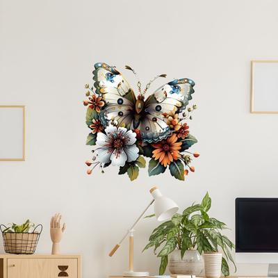 Self-adhesive Butterfly Flower Wall Stickers for Living Room Bedroom Home Decor