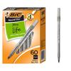 Round Stic Xtra Life Ballpoint Pen Medium Point 1.0mm Black Ink 60 Count Smooth Writing Office School Supplies Value Pack