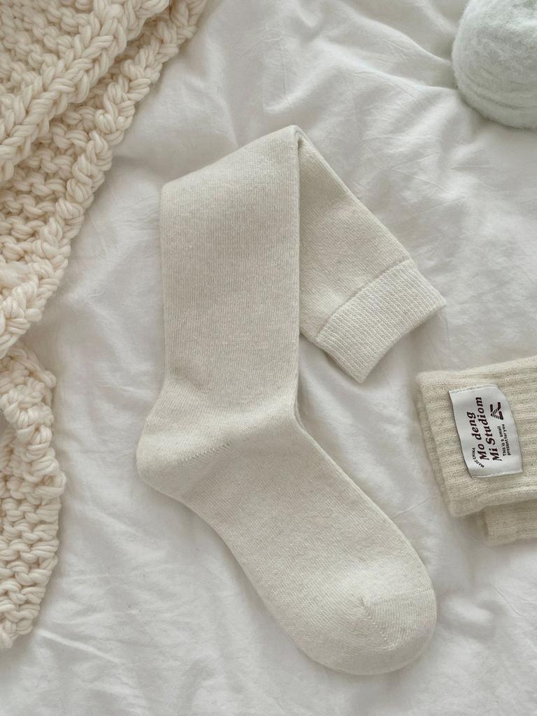 Calf Socks For Women Boneless Solid Color Stacked Socks For Children To Thicken Warm And Warm Thick Stacked Socks