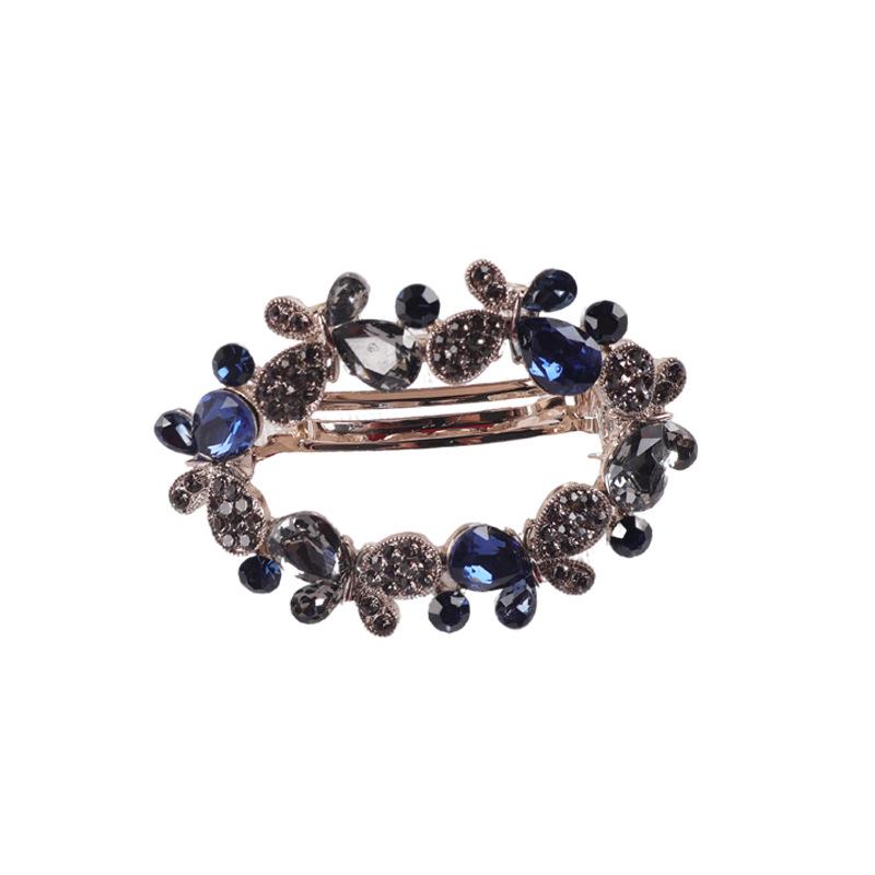 Luxus Mond-Haarspange mit Strasssteinen und Perlen im koreanischen Stil