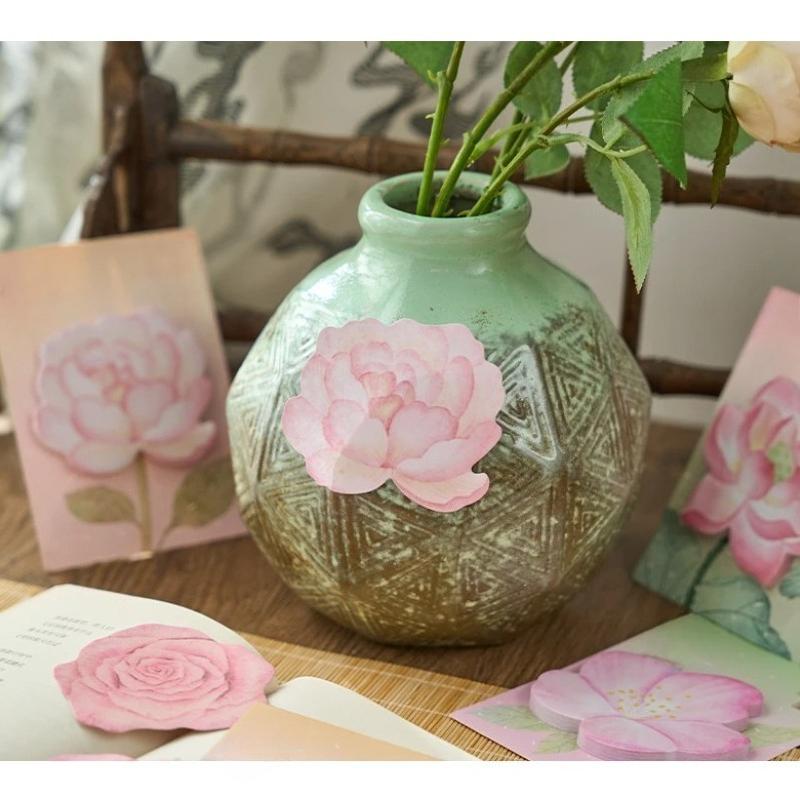 Flower Shaped Memo Book Four Seasons Flower Series Message Board Sticky Notes Decorative Sticker Student Office Stationery Supplies