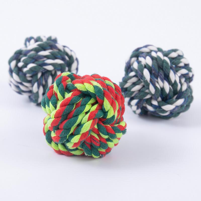 

2Pcs Dog cotton rope toy ball for chewing, grinding teeth and cleaning teeth. Small dog pet toy and accessory.