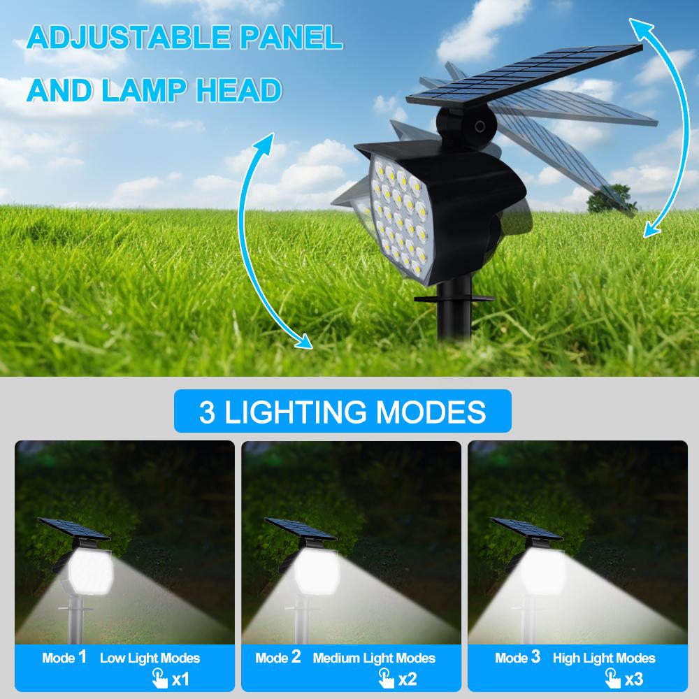 Solar Spotlights Outdoor 23LEDS Solar Landscape Lights Adjustable Waterproof Solar Wall Spotlights Light Lawn Tree Patio Yard Wa