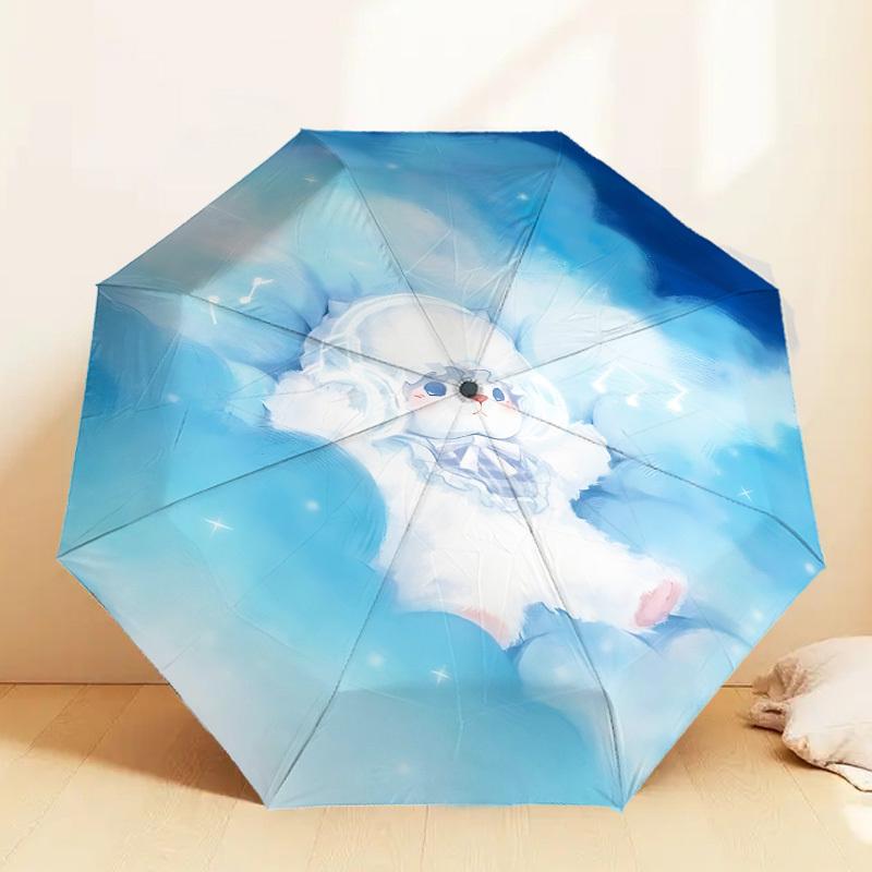 Cloudy Dreams: Cute Bunny Cloud Print Umbrella - Auto Open/Closed, Outdoor Protection, Lightweight & Durable Travel Accessory
