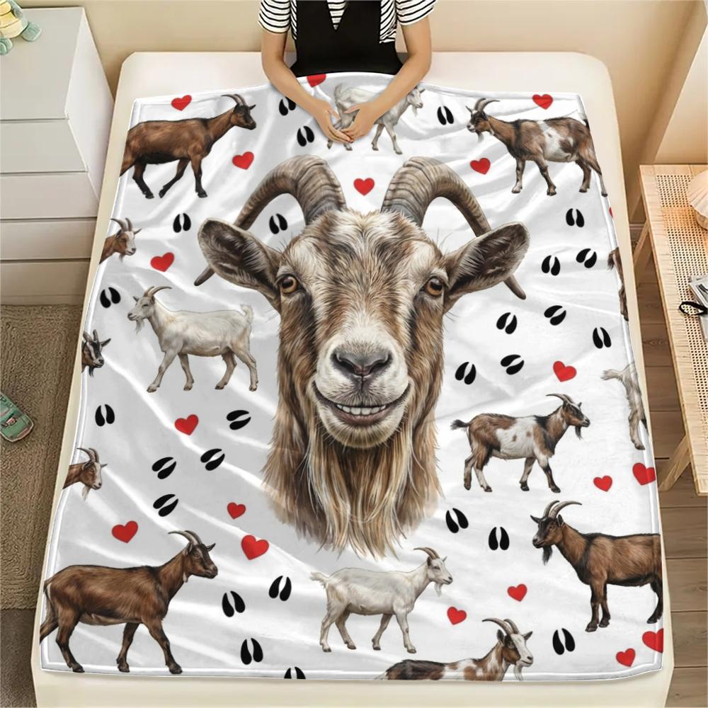 1PC Cartoon Sheep Print Flannel Blanket, High quality All Seasons, Home Decor, Warmth and Comfort, Perfect for Christmas Gifts