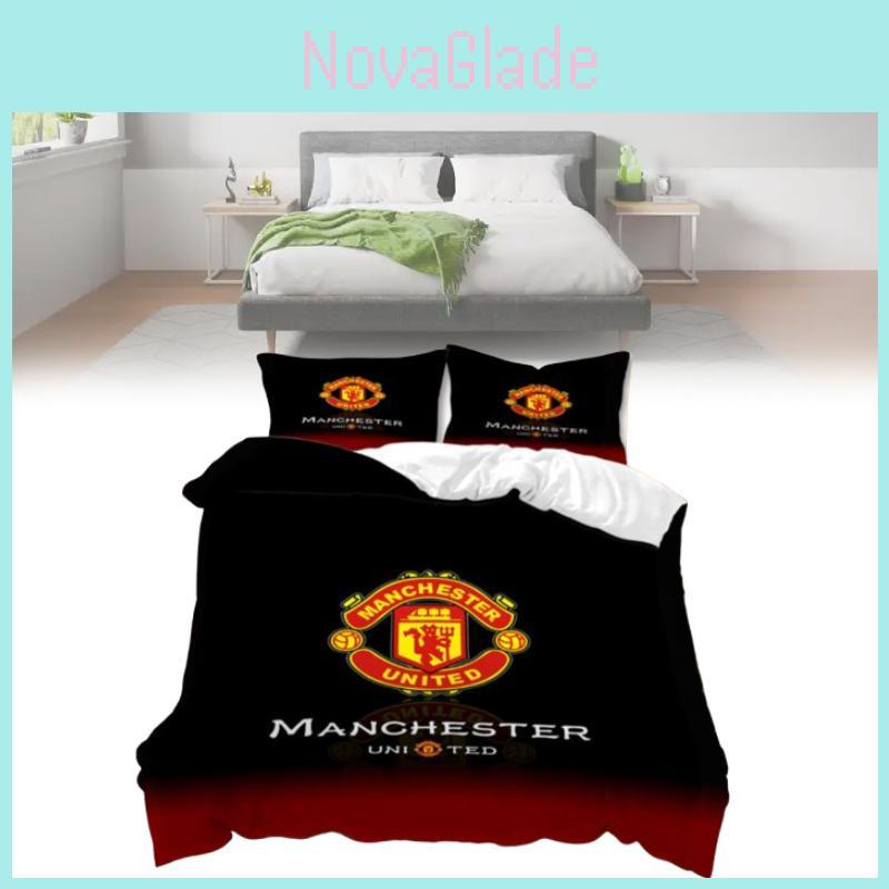 Manchester United Bedding Set With Soft Polyester Fabric For Fans Bedroom Decor
