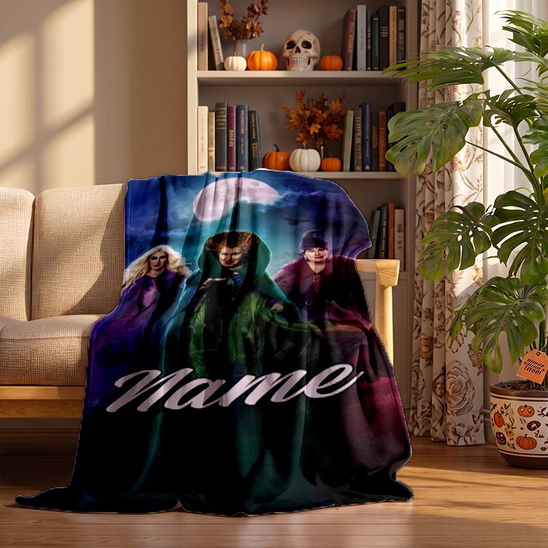 Hocus Pocus Custom Flannel Blankets Soft Warm Cozy Throws for Home Decor Holiday Gifts