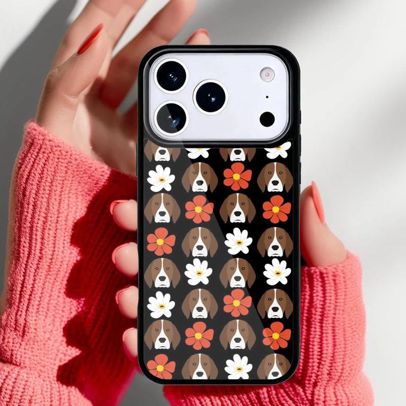 Beagle Floral Dog Phone Case for iPhone 17 16 15 14 13 Pro Max Back Cover for 12 11 Pro Coque