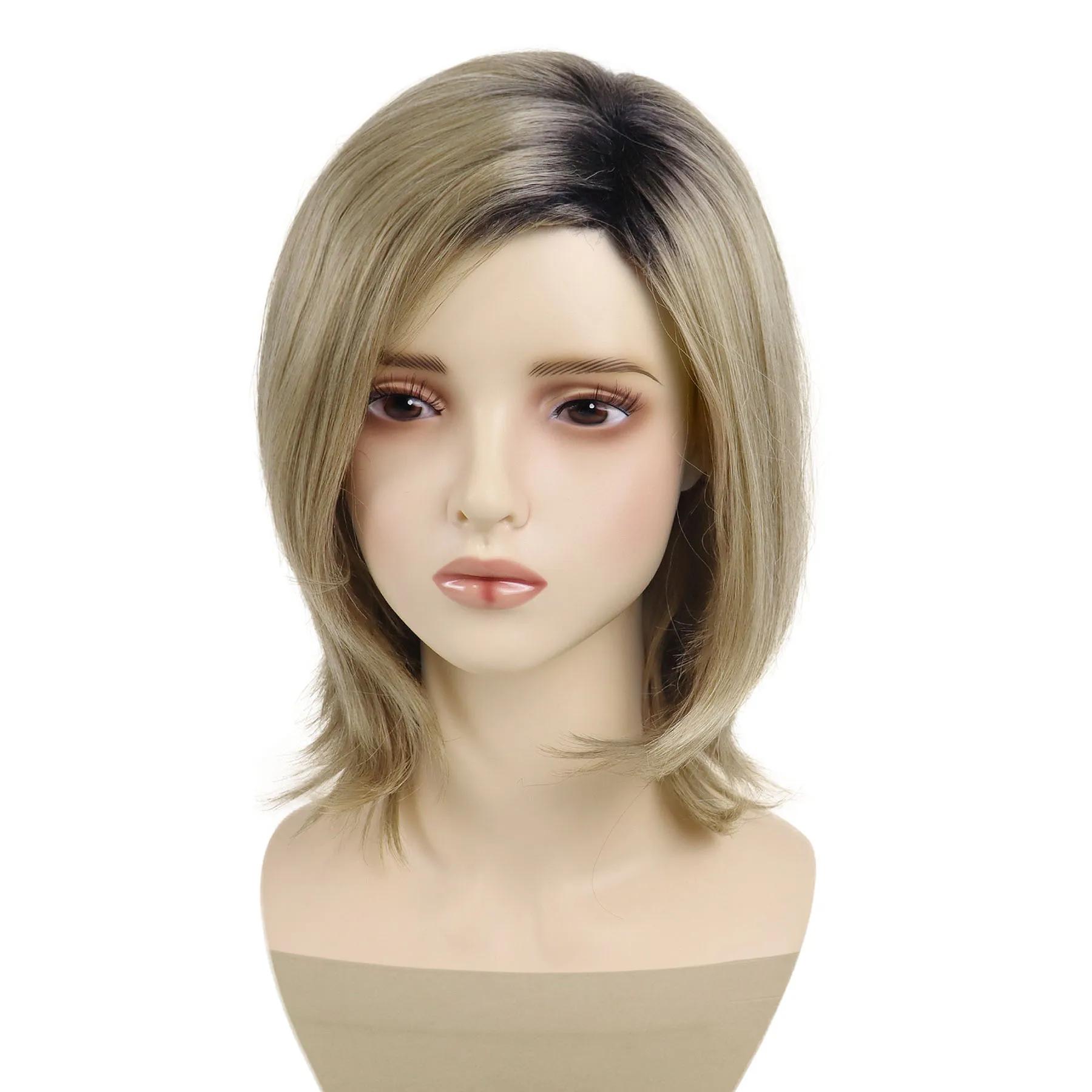 

Короткий парик боб с челкой Синтетические светлые парики для женщин Леди Натуральные прически Омбре Светлый парик Повседневные стрижки Распродажа