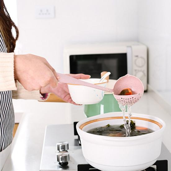 2-In-1 Long Handle Soup Ladle with Strainer Soup Spoon Essential Kitchen Tool for Cooking