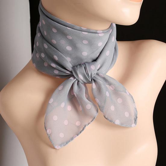 Cachecol feminino com estampa de bolinhas, combinando com cores, fino, respirável, leve, decoração de pescoço, chiffon, cabeça, pescoço, cachecol quadrado, acessório de roupas