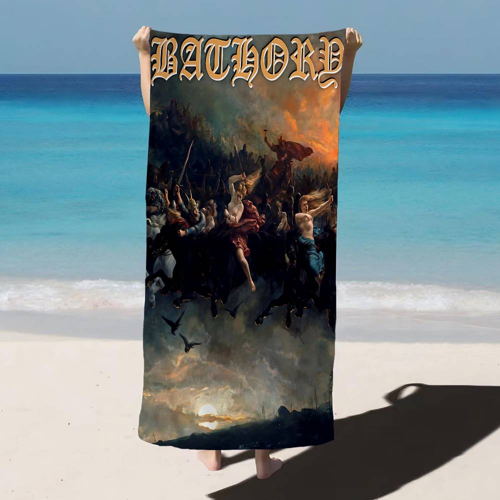 Bathory Quorthon Retro Heavy Metal Music Band Microfiber Blanket Quick Drying Beach Towels Oversized Printing Absorbent Towel