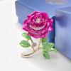 Red Blue Enamel Rose Flower Brooches For Women Lady Rhinestone Beauty Plants Casual Party Brooch Pin Gifts