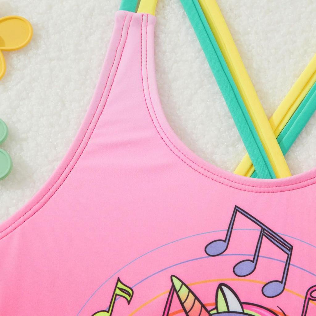 2025NEW Cute Pony Print One-Piece Swimsuit for Kids – Cartoon Princess Hot Spring Swimwear