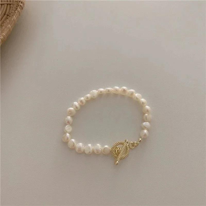 Collar de Perlas de Agua Dulce Naturales Barroco Vintage para Mujer Cierre de Pinza Dorado Círculo Gargantilla Joyería