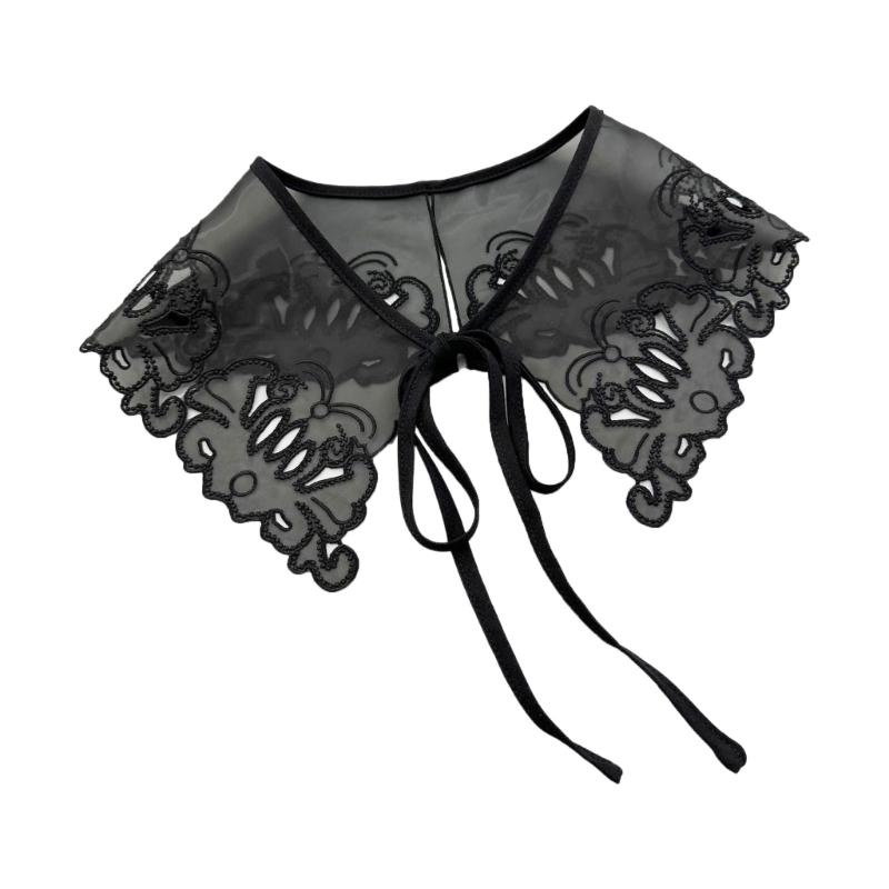 Elegant Detachable Lace Collar Spread Lapel Floral Design Decorative Accessory for Dresses and Blouses