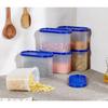 Modular Plastic Storage Containers with Lid, Set of 6, 1.2L, Blue