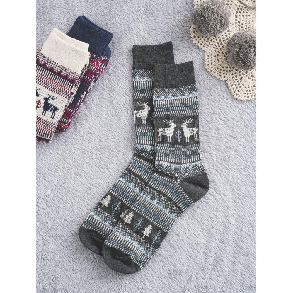 DaiSo Ggrn Men S Deer Jacquard SockS