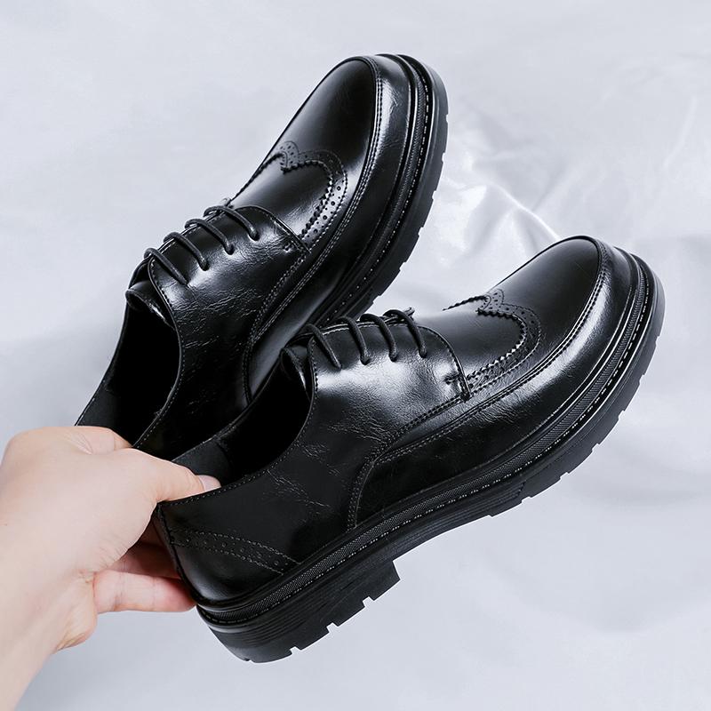 Platform Trending Brogues Classic Men Dress Shoes Men Oxfords Leather Shoes Lace Up Formal Black Leather Wedding Party Shoes