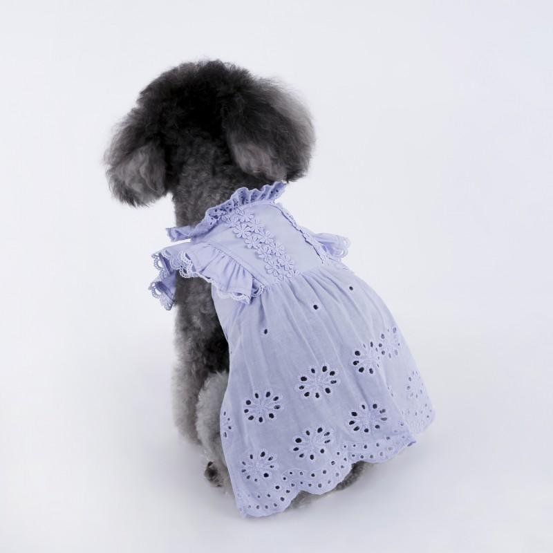 Huisdier Kant Fladderende Mouw Prinsessenjurk Teddy Poedel Kat Met Haaraccessoire