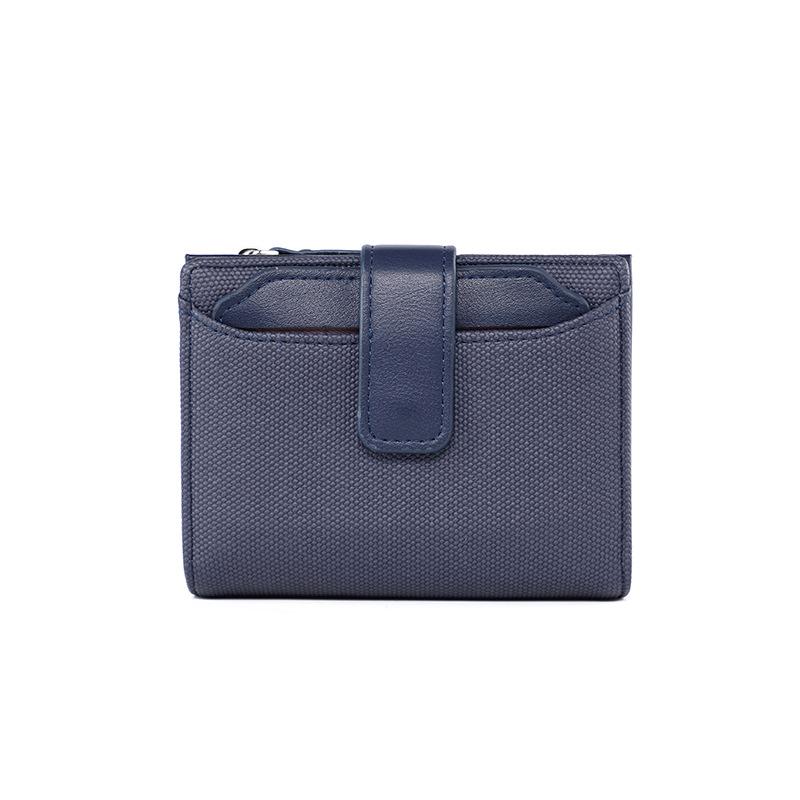 Women's High-End Short Bi-Fold Polyester Wallet with Zipper