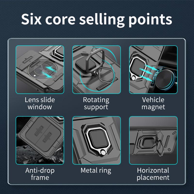 Armor Funda für Honor Magic6 Lite Hülle Slide Camera Protect Coque für Honor Magic 6 Lite Light Magic6Lite 5G Magnetring-Abdeckung