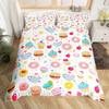 Donuts Bedding Duvet Cover Chocolate Doughnut Bedding Set Black White Comforter Cover Microfiber Whimsical Dessert Quilt Cover