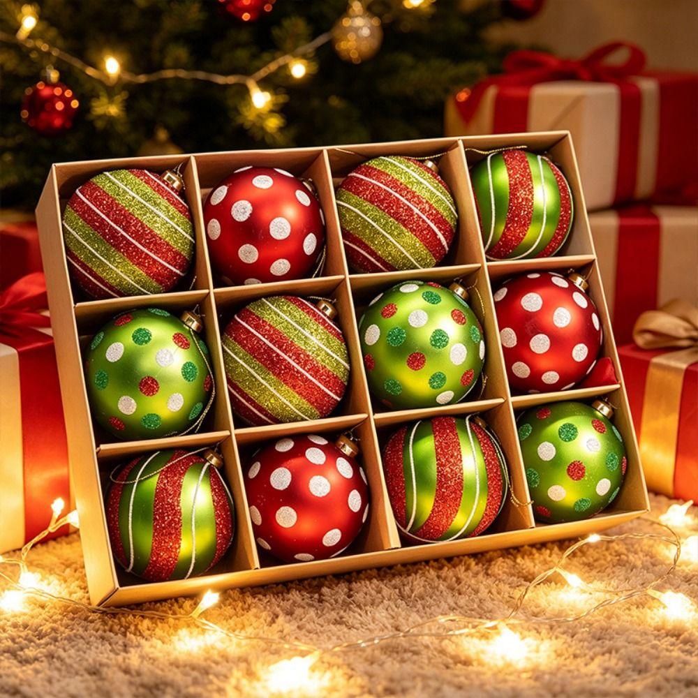 12Pcs 8 cm Christmas Decoration Pendant Sequins Xmas Tree Hanging Pendants New Year