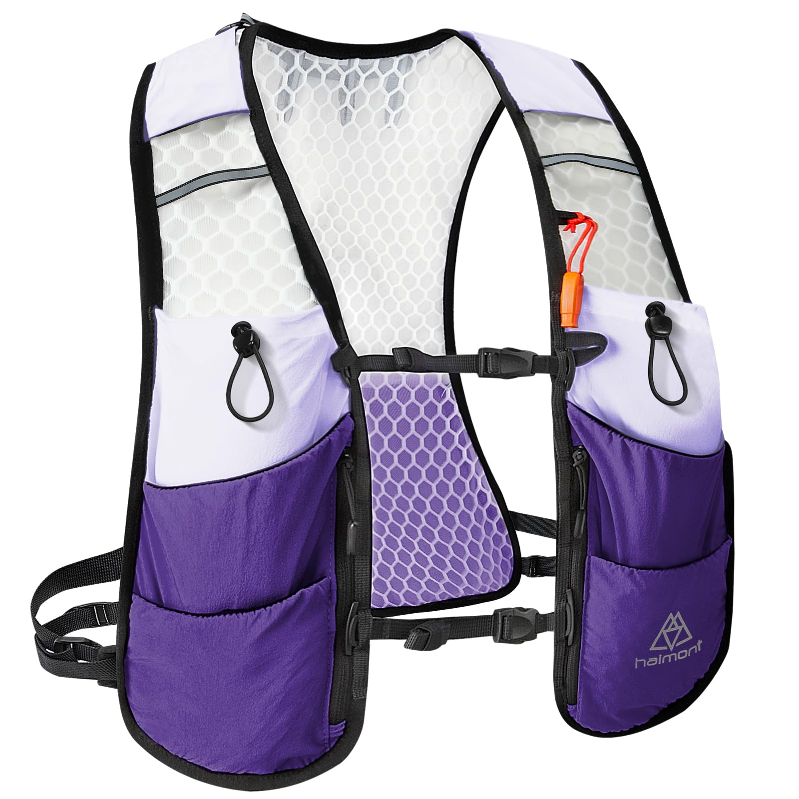 

Haimont Летний беговой жилет-гидратор 5 л с 10 высоко регулируемыми, включает аварийный и светоотражающий жилет, легкий, карманы, дышащий, фиолетовый