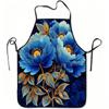 1pc Blue Peony Floral Art Print Apron, Durable and Easy To Clean, Adjustable Waistband, Polyester Material, for Kitchen Cooking, Gardening, Orchard Pi
