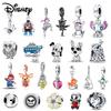 Disney 925 Silver Mickey Flower Fairy and Aladdin Magic Lamp Pendant Beads Suitable for DIY Bracelets Necklaces
