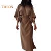 Women's V Neck Maxi Dress Sexy Hollow Out Short Sleeve Bodycon Split Dress Summer Cotton Linen Long Dress for Beach Vacation