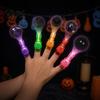 Plastic Projection Flashlight Halloween Finger Projector Light with Pumpkin Ghost Bat Patterns, Glowing Ring Toy for Kids, Spooky Party Prop LED Lamp